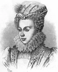 Portræt af Margaret af Valois kendt som dronningen Margot (1553-1615) Henrik IVs hustru. I "" Histoire Populaire de la France"", sd. udgave 1885. Gravering.