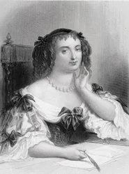 Portræt af Marie de Rabutin-Chantal (Rabutin Chantal), Marquise af Sevigne kendt som Madame de Sevigne (1626-1696) forfatter - gravering