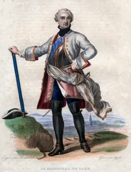 Portræt af Maurice de Saxe (1696-1750), tysk militær i fransk tjeneste og Frankrigs generalmarskal.