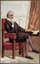Portræt af Miguel Cervantes (1547-1616), spansk forfatter.