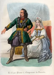 Portræt af Peter den Store (Peter Ier Le Grand) (1672-1725), russisk zar