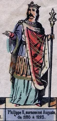 Portræt af Filip II af Frankrig, kendt som Philippe Auguste (1165-1223) (capetianernes dynasti). Illustration slutningen af det 19. århundrede.