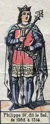 Portræt af Filip IV af Frankrig, kendt som Filip Bel (1268-1314) (kapetianernes dynasti). Illustration slutningen af det 19. århundrede.