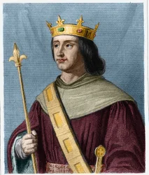 Portræt af Philippe VI de Valois (1294 - 1350), konge af Frankrig - i "" Histoire des Francais"" af Lavallee, gravering, sd.