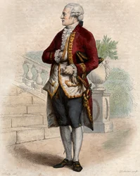 Portræt af Pierre Augustin Caron de Beaumarchais (1732-1799), fransk urmager, opfinder, musiker, diplomat og forfatter.