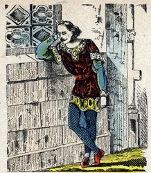 Portræt af prins Charles af Lower Lotharingie (Charles I af Lorraine) (953-991) omsluttes i Orleans i 991 (Charles, hertug af Lower Lorraine fængslet af Hugh Capet i Orleans, hvor han døde kort tid senere, 991) Billede af Epinal 1800-tallet Privat