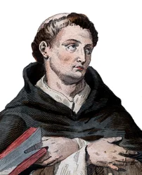 Portræt af Saint Bernard de Clairvaux (1090-1153), fransk abbed og bygmester af den reformerende cistercienserorden.