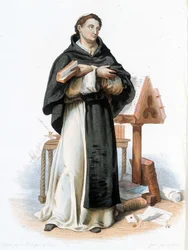 Portræt af Sankt Bernhard af Clairvaux (San Bernardo di Chiaravalle) (1090 - 1153) - i "" Le Plutarque francais"", udg. Mennechet