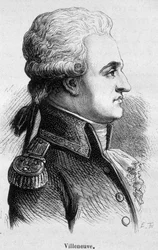 Portræt af Villeneuve, fransk admiral (1763 - 1806), han indledte slaget ved Trafalgar, som blev en katastrofe, og begik derefter selvmord - i “L