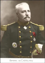 Portræt af den franske general Noel Edouard de Curieres de Castelnau (1851-1944). sd postkort fra det 20. århundrede.