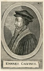 Portræt af den franske teolog John Calvin (stik)