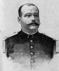 Portræt af markisen Patrice de Mac Mahon (Mac-Mahon) (1855-1927). Indgravering i "The Sunday Gazette" af 5. marts