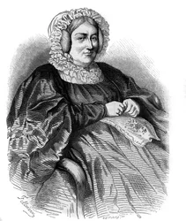 Portræt af Marquise de La Rochejaquelein (La Rochejaquelein) (nee Marie Louise Victoire de Donnissan eller Donissan) (1772-1857), fransk forfatter. Stik fra 1858.