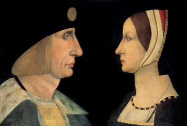 Portrætter af kong Ludvig XII (1462-1515) og Anne af Bretagne (1477-1514) Dronning af Frankrig Anonymt maleri. 16. århundrede. Sol. 0,31x0,49 m Chantilly, musee Conde. - Portrætter af kong Ludvig XII (1462-1515) og Anne af Bretagne (1477-1514), dronning af