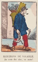 Fjerkræhandler. Til resten af gæssene, til resten! , omkring 1819 (tryk)
