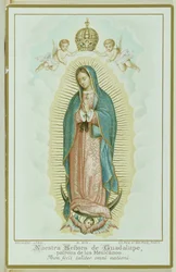 Bønnekort, der forestiller Vor Frue af Guadalupe, ca. 1900