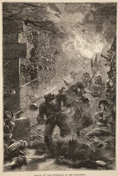 Pursuit of the Insurgents in the Catacombs, maj 1871, illustration fra Cassells historie om krigen mellem Frankrig og Tyskland, 1870-1871