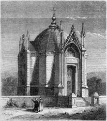 Religiøs arkitektur: udvendig udsigt over kapellet Saint Louis (1842), Kartago, Tunesien