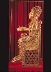 Relikviestatue af Saint Foy, ca. 980 (guld, sølv, træ, ædel- og halvædelsten) (se 121295 og 162668)