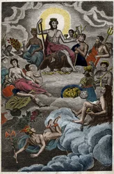 Repræsentation af gudernes forsamling på Olympus-bjerget eller de tolv olympiere. fra "Mythology of Youth" af Pierre Blanchard 1803.