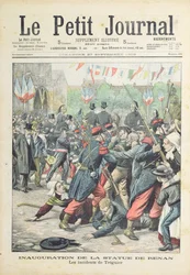 Optøjer i Treguier ved indvielsen af en statue af Renan, forsideillustration af "Le Petit Journal", 27. september 1903