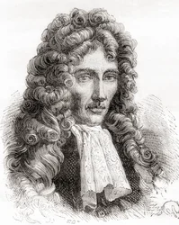 Robert William Boyle, anglo-irsk naturfilosof, kemiker, fysiker og opfinder, fra Les Merveilles de la Science, pub.1870