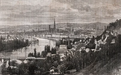 Rouen - Seine-Maritime - indgravering i "La France illustree: geografi, historie, statistisk administration" af V.A. Malt-brun. 1884