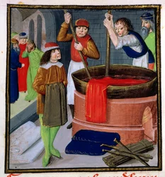 Roy 15 E III f.269 Farveklud, fra Des Proprietes des Choses af Bartholomeus Anglicus