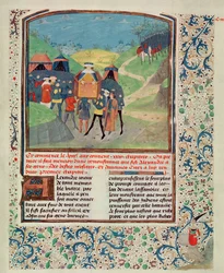 Roy 17 FI f.198 Alexander den Store henvendte sig til sine mænd i håbet om at overtale dem til at fortsætte ind i Indien, fra Quinte Curse Ruffe des Fais du Grant Alexandre, ca. 1468 (vellum)