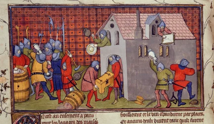 Royal MS 20 CVII f.41v, Plyndring af et hus (vellum)