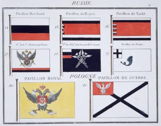 Russiske flag, fra en fransk bog med flag, ca. 1819