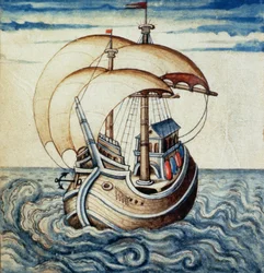 SMM2 s.8 Sejlskib, fra Theatre des Vices et Vertus, af Jan van der Noot (ca. 1539-95)