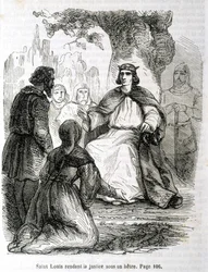 Saint Louis yder retfærdighed under en bøg - i "Histoire de France" af L.-P. Anquetil
