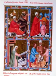 Scener fra Saint Blaises liv, faksimile af et manuskript fra det 15. århundrede af Legendaire des Anjou-Hongrie, skolen i Bologna