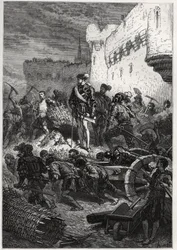 Siege de Metz (1552) - Francois de Guise og værkerne på voldene i Metz - gravering fra "" Frankrigs historie fortalt til mine børnebørn"" - af Francois Guizot - 1872-1876