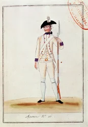 Soldat fra det franske Agenois infanteriregiment, ca. 1780