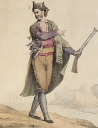 Spansk smugler fra Cadiz-området, 1815, indgraveret af Langlume (1800-tallet)