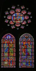 St. Cosmos, St. Damien, St. Gervais og Proteus; donorpræster; jomfruen og barnet ovenfor (w120)