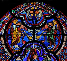 St John vindue: engle venter St Johns død og opstandelse (w48)