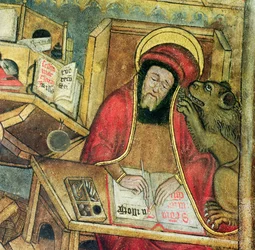 St. Markus skriver sit evangelium, detalje fra krypten