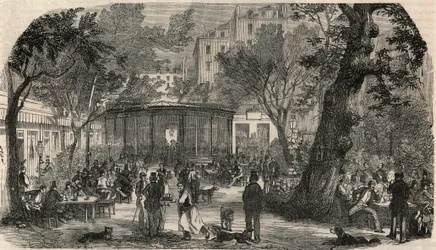 Frimærke af Cheval Blanc i Paris i det 19. århundrede - Indgravering i "Tableau-de-Paris"" af Edmond Texier 1852