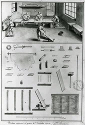 Tanners, fra beskrivelserne af kunst og håndværk af Denis Diderot (1713-84), udgivet ca. 1770 (s/h foto)