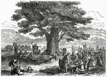 Teutoner nyder en ferie, ca. 1882 (trægravering)