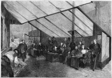 Salonen fra 1872: en samling af juryen for malerier. Fra højre mod venstre er Meissonnier, Ph. Rousseau, Breton, G. Boulanger, Robert Fleury (Robert-Fleury), Fromentin, Jalabert, Mazerolles, Brion, Bonnat, Baudry, Dubuffe, Delauney, Cabat. Indgravering i "
