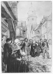 Anholdelsen af Lucile de Chateaubriand (litho)