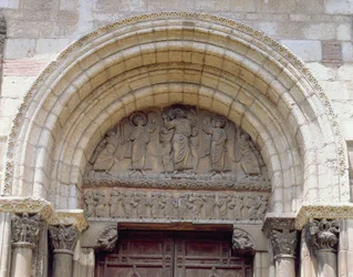 The Ascension, tympanon fra Porte Miegeville, c.1120