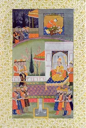The Bed of Justice, illustration fra The Arabian Nights, 1895 (farvegravering)