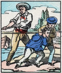 Bådmesteren. Indgravering i "" La chanson des metier"". Epinal billeddannelse, slutningen af det 19. århundrede. Privat samling