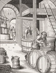 Bryggeren, efter en illustration fra det 16. århundrede tegnet og indgraveret af Jost Amman (1539-91) fra 