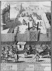 Convulsionaries of Saint-Medard ført til fængslet i La Bastille, ca. 1730